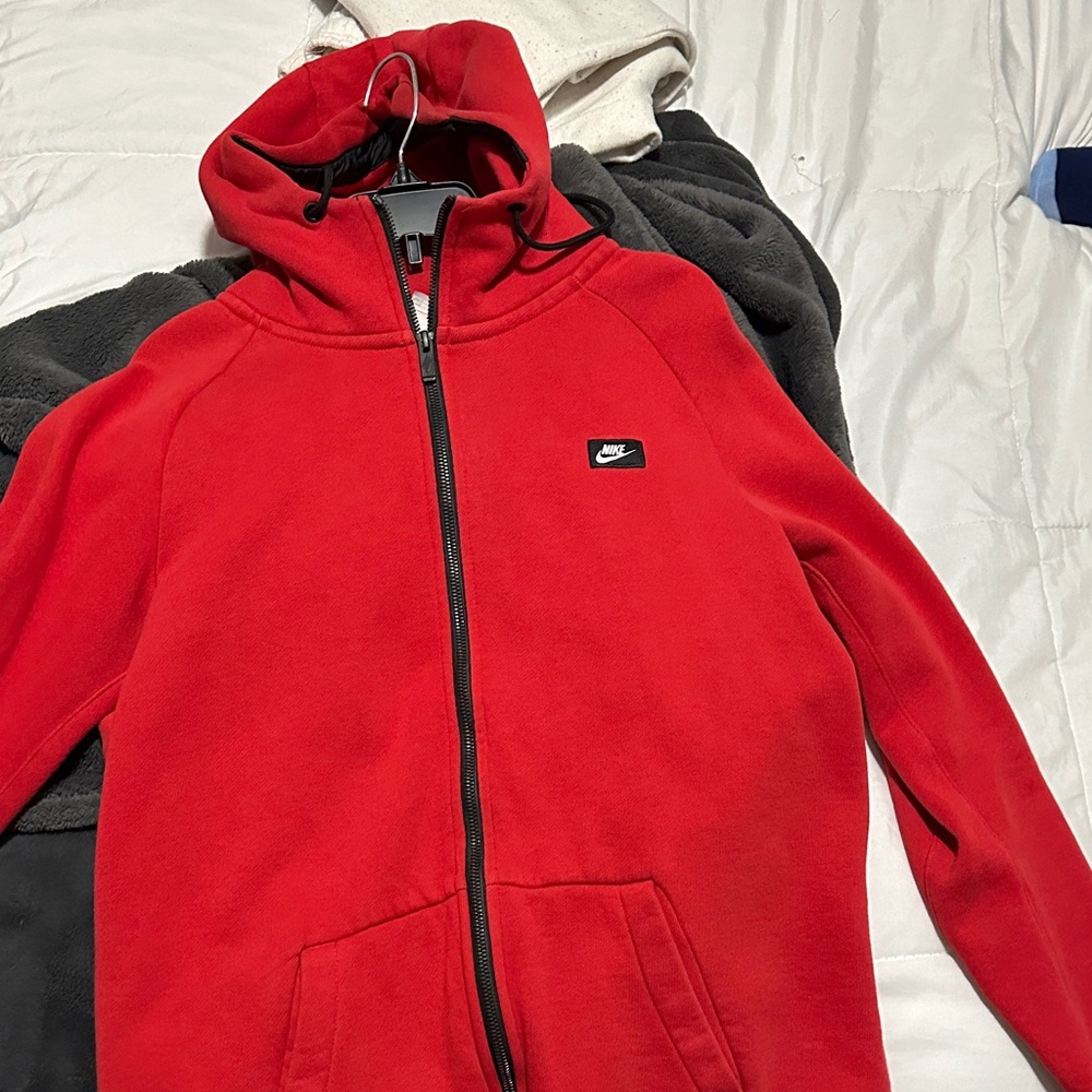 Nike Red Fleece Hoodie with Black Accents